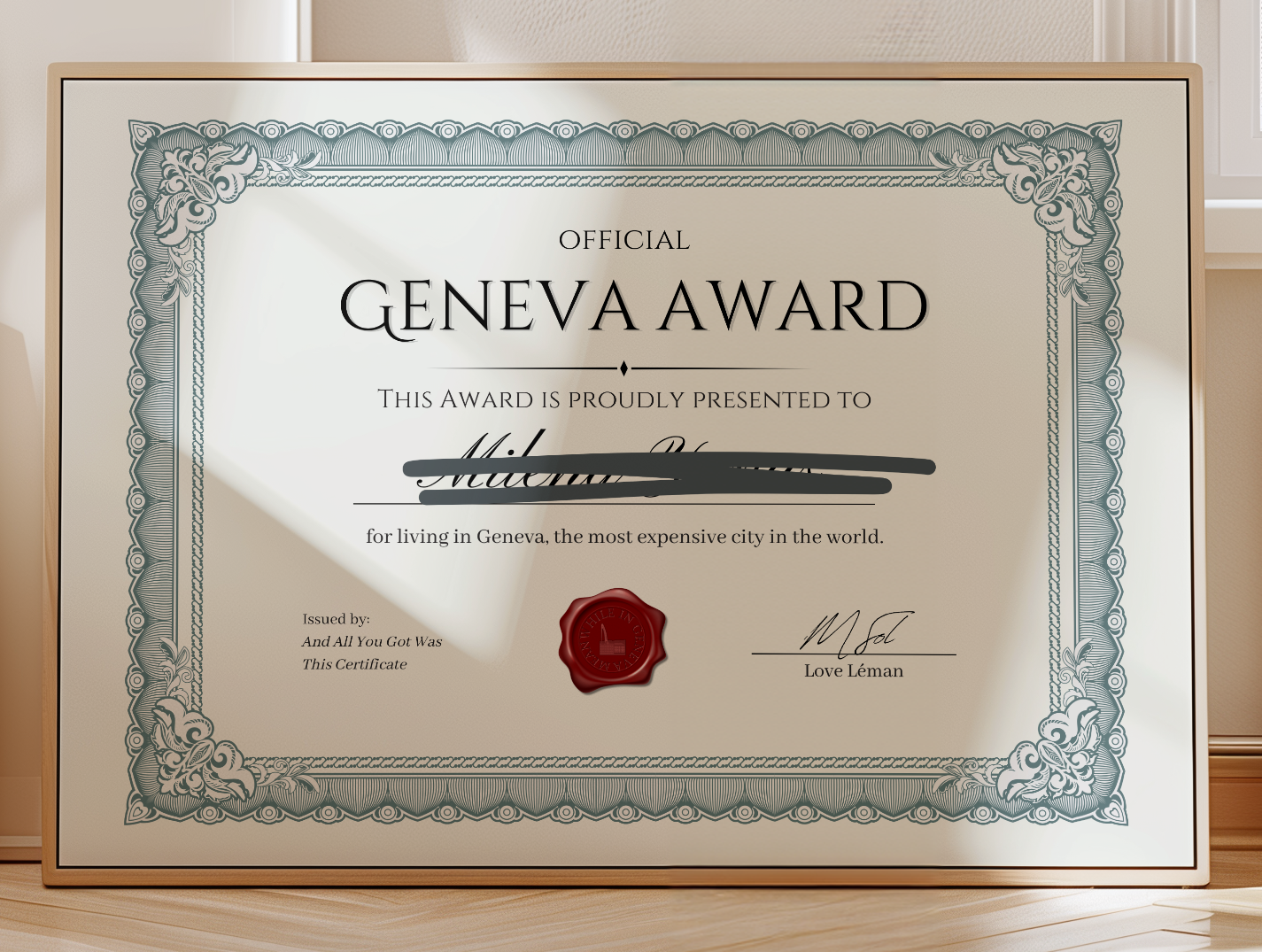 Living in the Most Expensive City in the World - Custom Award
