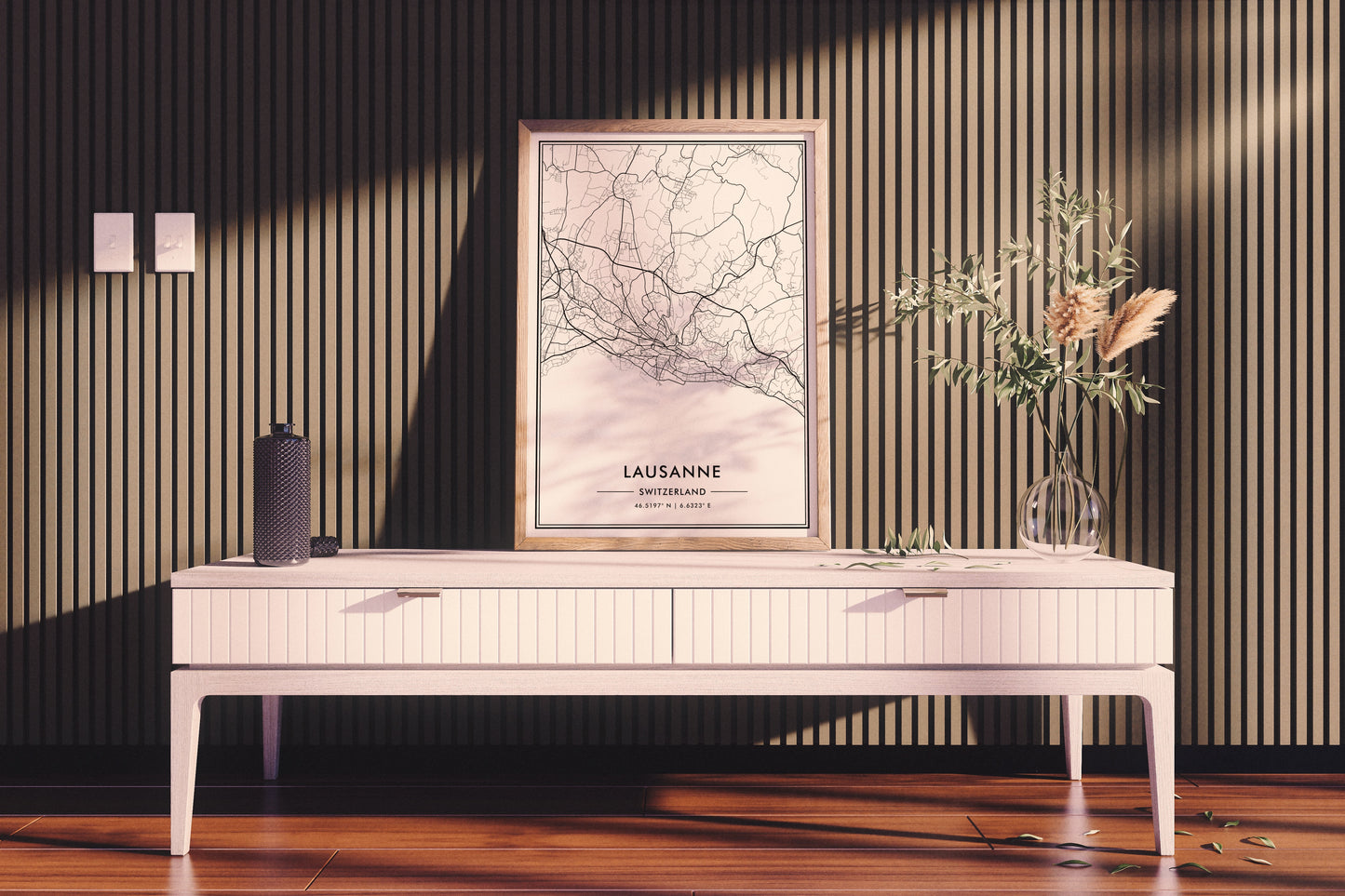 Lausanne City Map Wall Art