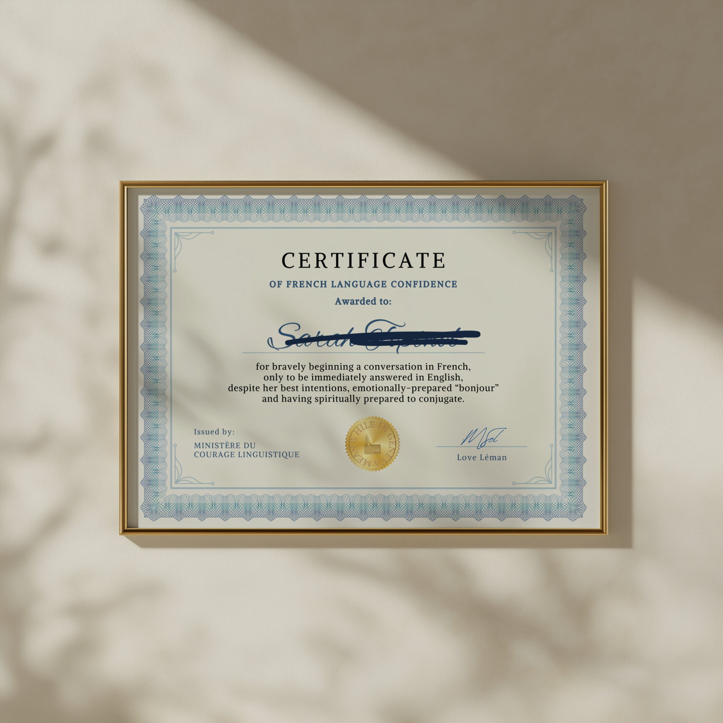 French Language Confidence Award - Personalised