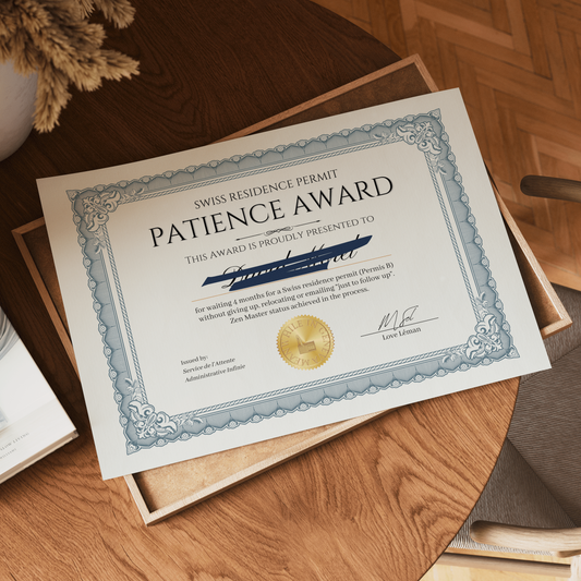 Swiss Residence Permit Patience Award - Custom
