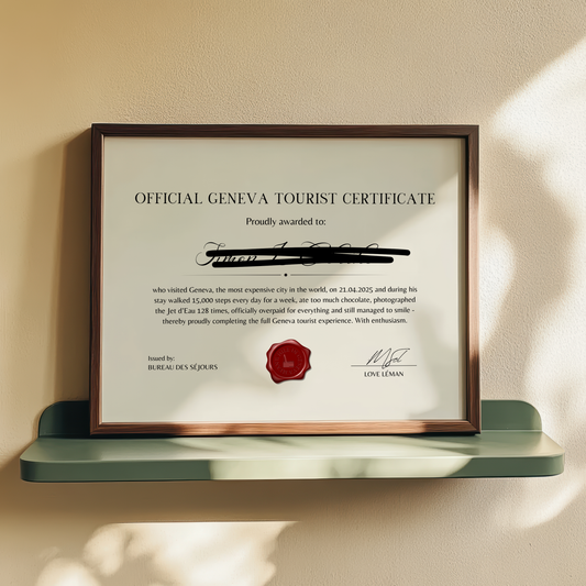 Geneva Tourist Experience Award - Custom Certificate