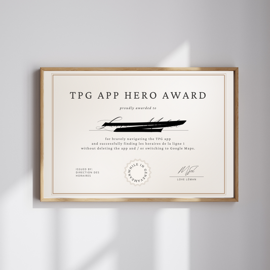 TPG App Hero Award - Personalised