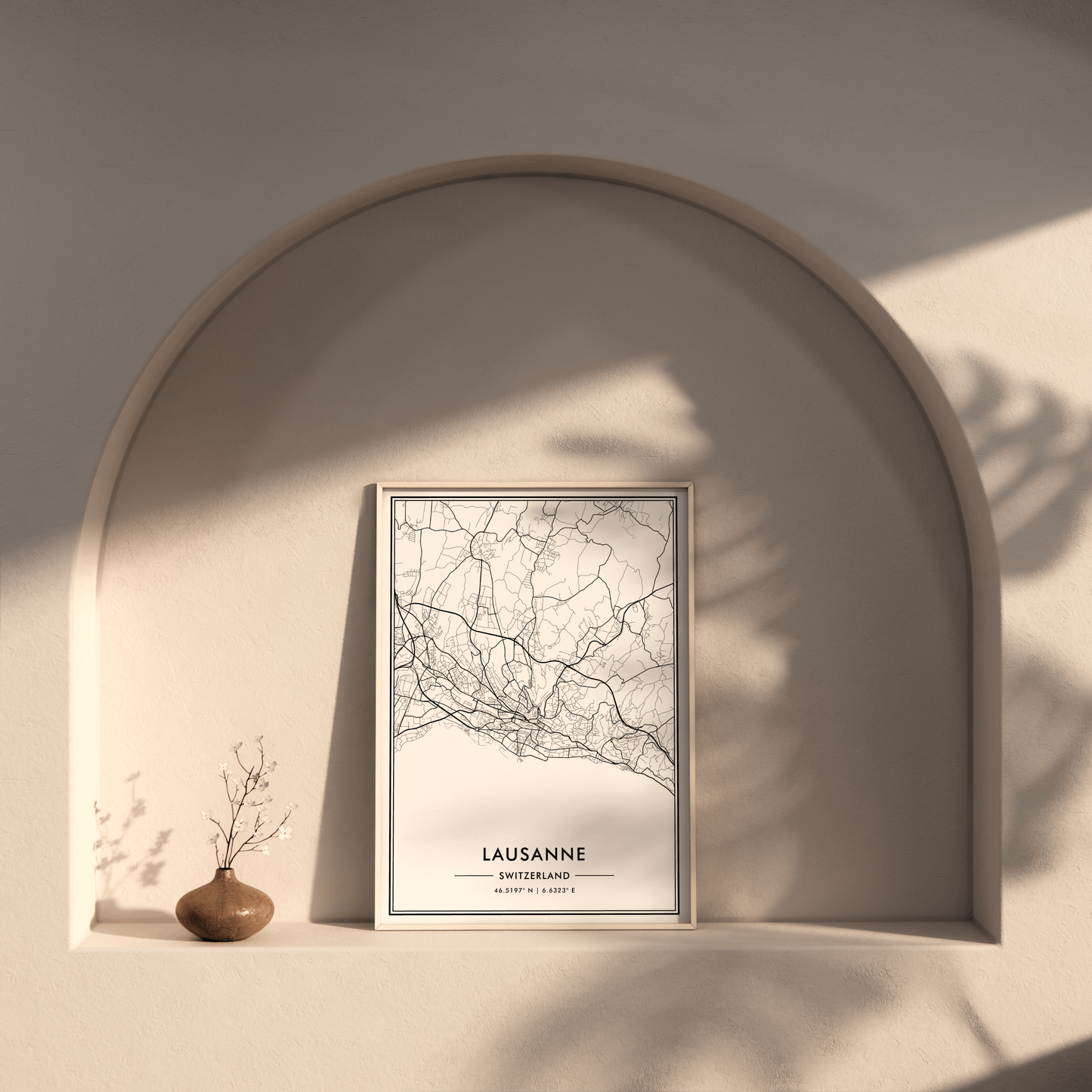 Lausanne City Map Wall Art