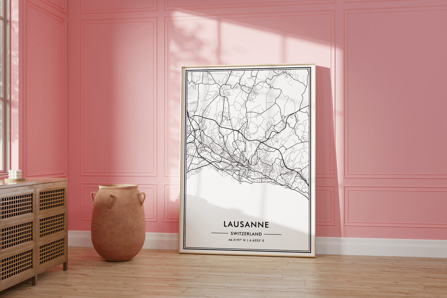 Lausanne City Map Wall Art
