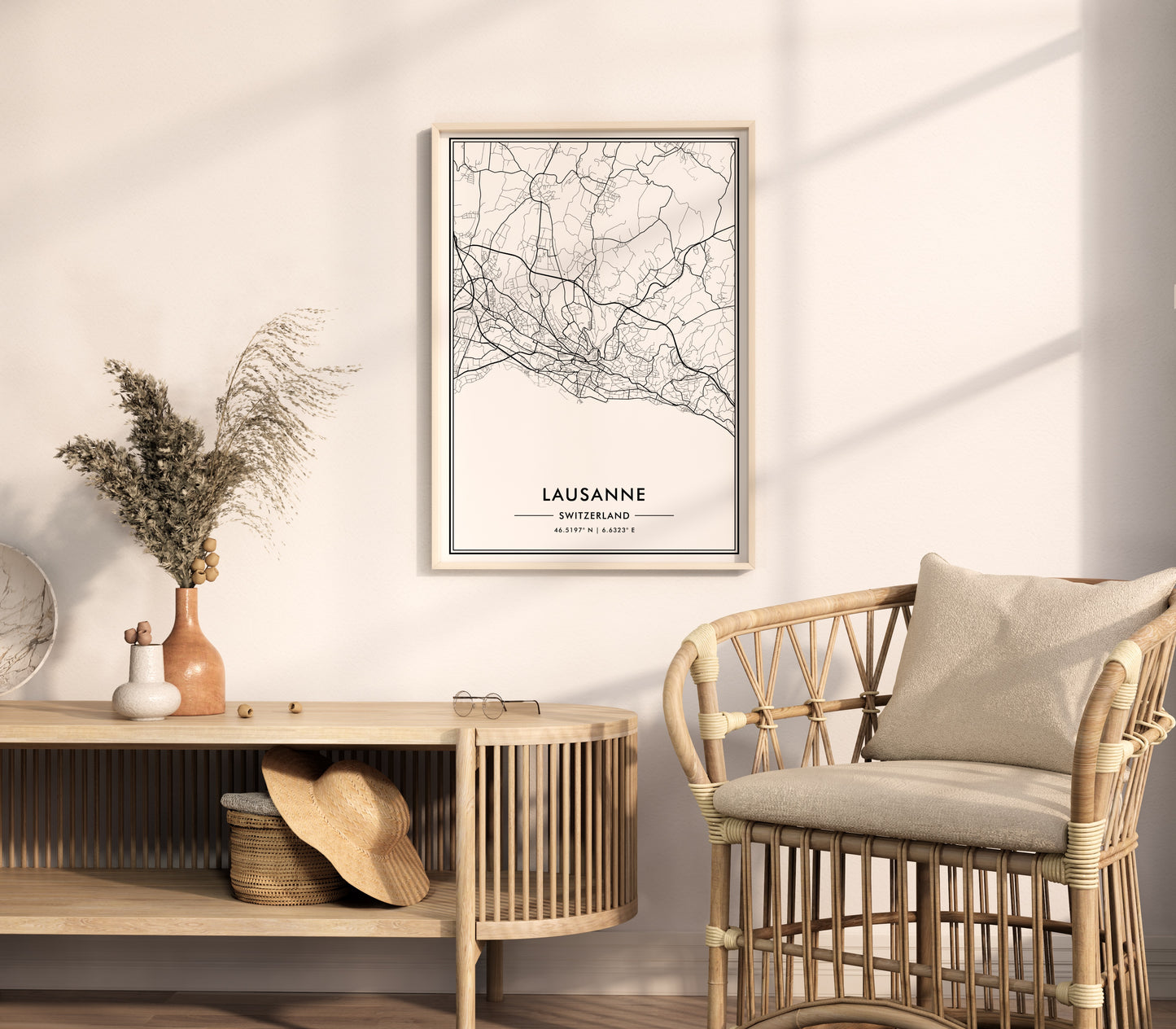 Lausanne City Map Wall Art