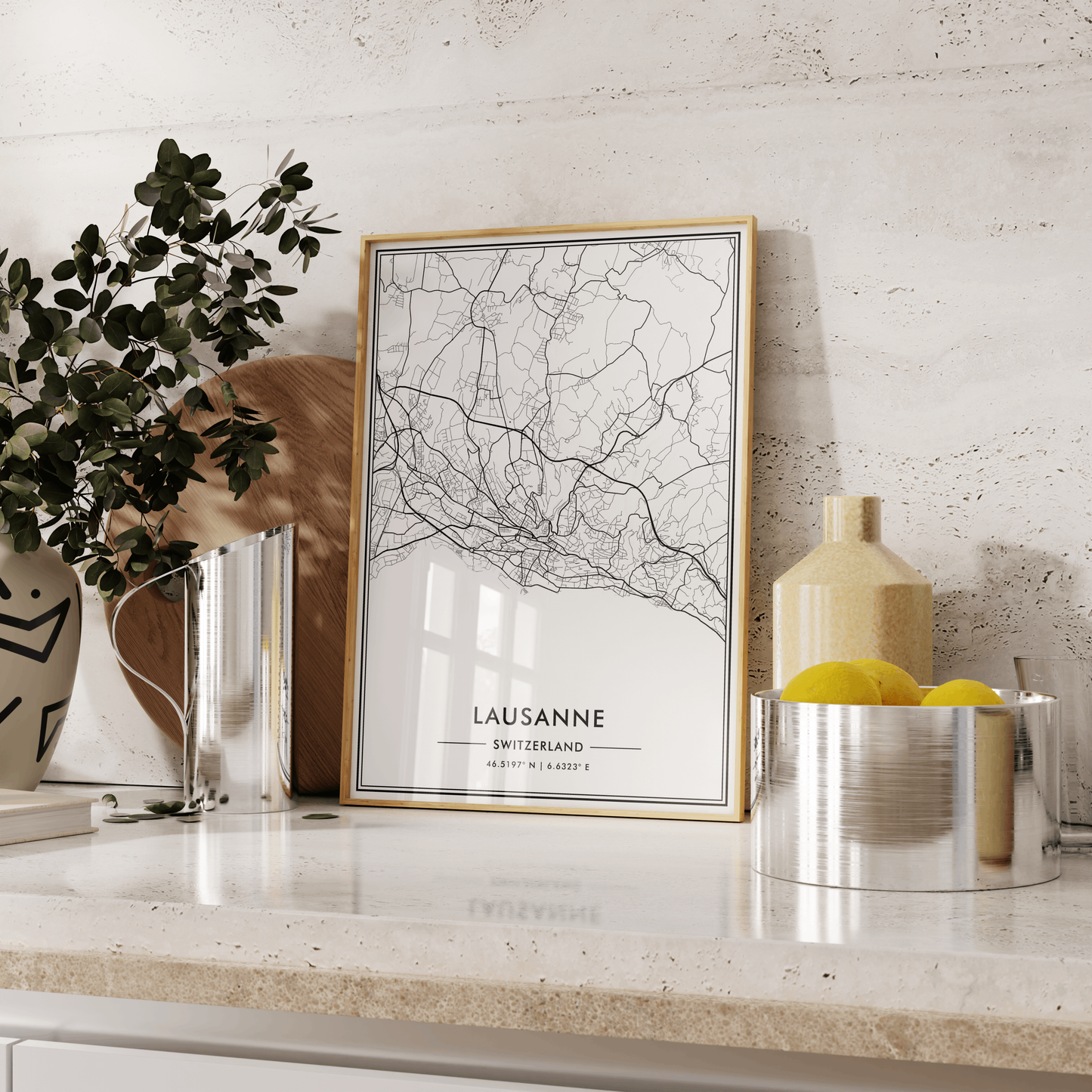 Lausanne City Map Wall Art