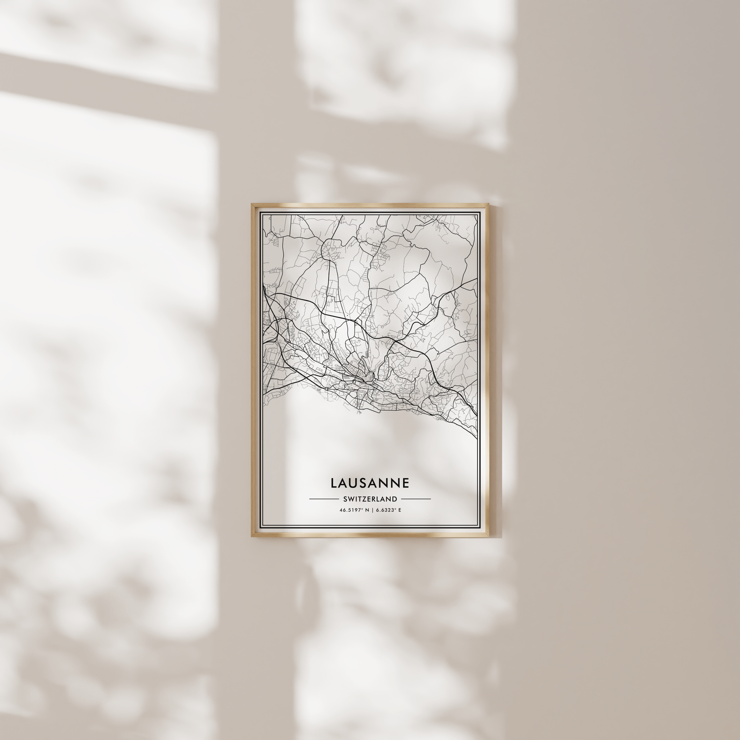 Lausanne City Map Wall Art