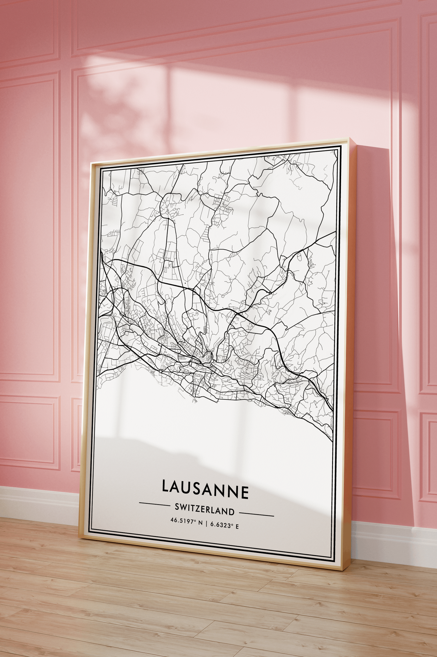 Lausanne City Map Wall Art