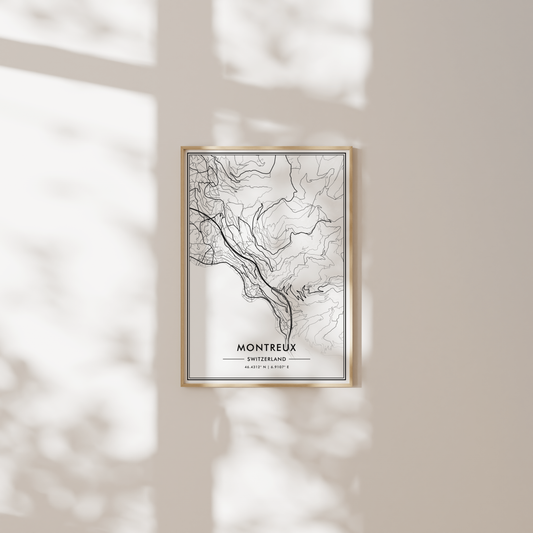 Montreux City Map Wall Art