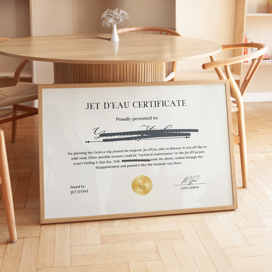 Jet d'Eau Was Off Award - Personalised